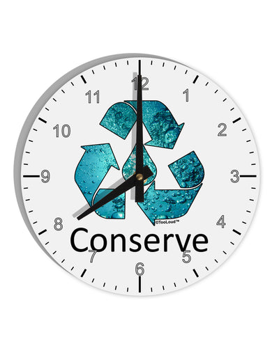 Water Conservation Text 10 InchRound Wall Clock with Numbers by TooLoud-Wall Clock-TooLoud-White-Davson Sales