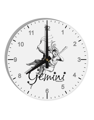 Gemini Illustration 10 InchRound Wall Clock with Numbers-Wall Clock-TooLoud-White-Davson Sales