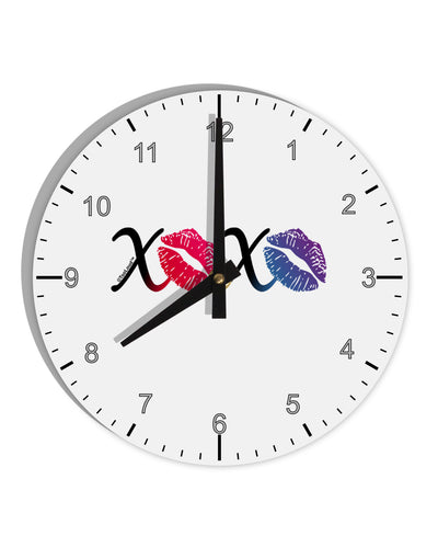 TooLoud XOXO Kisses 10 InchRound Wall Clock with Numbers-Wall Clock-TooLoud-White-Davson Sales