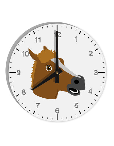 Silly Cartoon Horse Head 10 InchRound Wall Clock with Numbers-Wall Clock-TooLoud-White-Davson Sales