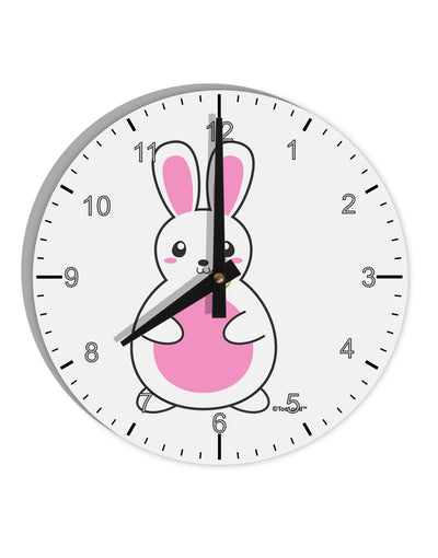 Cute Easter Bunny - Pink 10 InchRound Wall Clock with Numbers by TooLoud-Wall Clock-TooLoud-White-Davson Sales