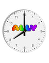 LGBT Ally Rainbow Text 10 InchRound Wall Clock with Numbers by TooLoud-Wall Clock-TooLoud-White-Davson Sales