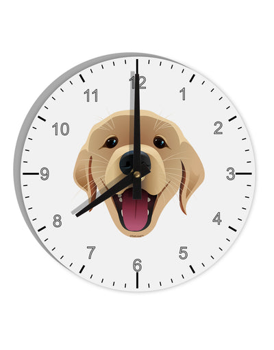 Cute Golden Retriever Puppy Face 10 InchRound Wall Clock with Numbers-Wall Clock-TooLoud-White-Davson Sales