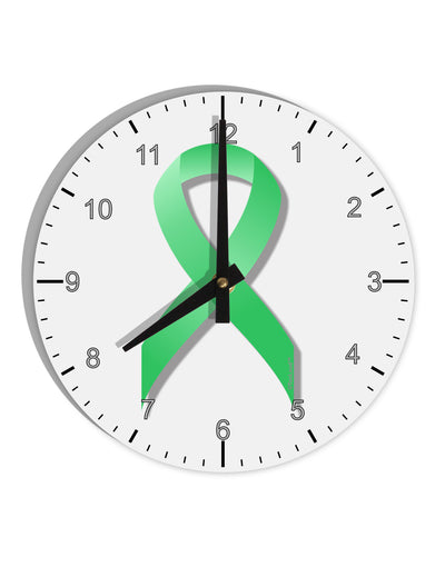 Celiac Disease Awareness Ribbon - Light Green 10 InchRound Wall Clock with Numbers-Wall Clock-TooLoud-White-Davson Sales