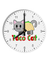 Cute Taco Cat Design Text 10 InchRound Wall Clock with Numbers by TooLoud-Wall Clock-TooLoud-White-Davson Sales