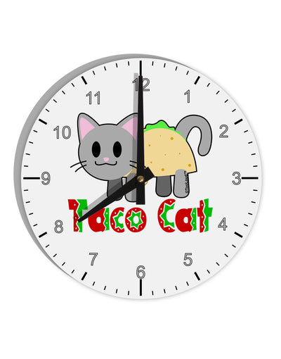 Cute Taco Cat Design Text 10 InchRound Wall Clock with Numbers by TooLoud-Wall Clock-TooLoud-White-Davson Sales