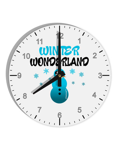 Winter Wonderland Snowman 10 InchRound Wall Clock with Numbers-Wall Clock-TooLoud-White-Davson Sales