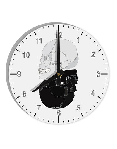 White And Black Inverted Skulls 10 InchRound Wall Clock with Numbers by TooLoud-Wall Clock-TooLoud-White-Davson Sales