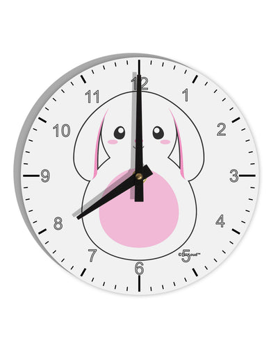 TooLoud Cute Bunny with Floppy Ears - Pink 10 InchRound Wall Clock with Numbers-Wall Clock-TooLoud-White-Davson Sales