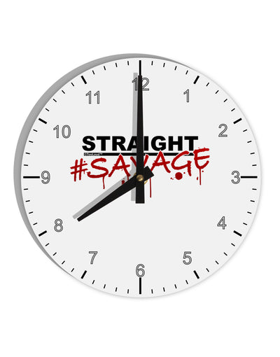 Straight Savage 10 InchRound Wall Clock with Numbers-Wall Clock-TooLoud-White-Davson Sales