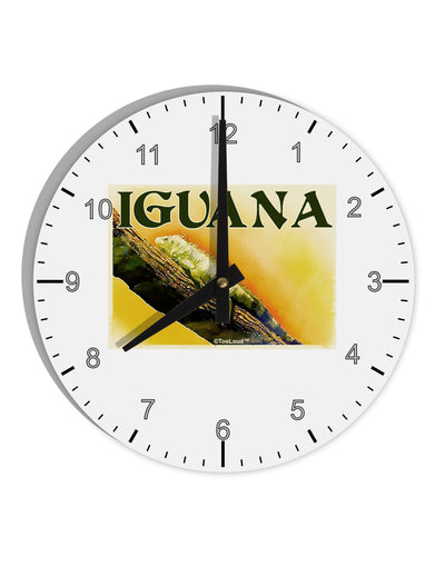 Iguana Watercolor Text 10 InchRound Wall Clock with Numbers-Wall Clock-TooLoud-White-Davson Sales