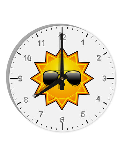 Sun With Sunglasses 10 InchRound Wall Clock with Numbers by TooLoud-Wall Clock-TooLoud-White-Davson Sales