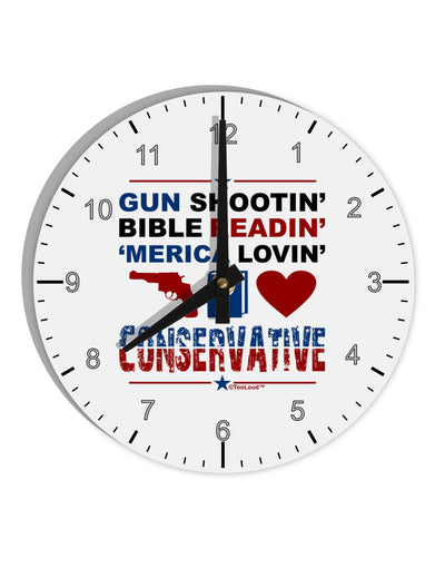 Gun Shootin' Conservative 10 InchRound Wall Clock with Numbers-Wall Clock-TooLoud-White-Davson Sales