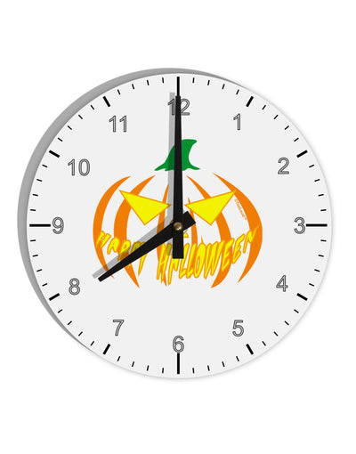 Happy Halloween Jack Yellow 10 InchRound Wall Clock with Numbers-Wall Clock-TooLoud-White-Davson Sales