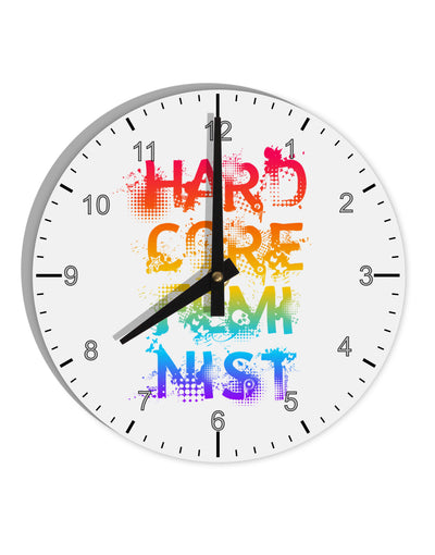 Hardcore Feminist - Rainbow 10 InchRound Wall Clock with Numbers-Wall Clock-TooLoud-White-Davson Sales