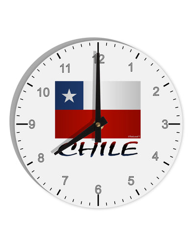 Chile Flag 10 InchRound Wall Clock with Numbers-Wall Clock-TooLoud-White-Davson Sales