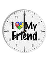 I Heart My Friend - Autism Awareness 10 InchRound Wall Clock with Numbers by TooLoud-Wall Clock-TooLoud-White-Davson Sales