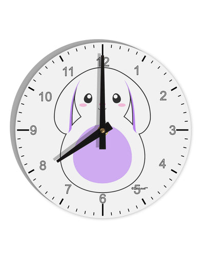 Cute Bunny with Floppy Ears - Purple 10 InchRound Wall Clock with Numbers by TooLoud-Wall Clock-TooLoud-White-Davson Sales