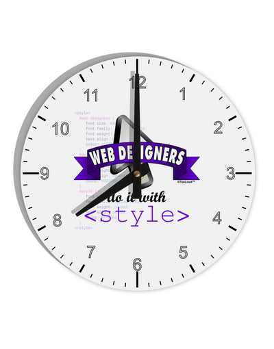 Web Designers - Style 10 InchRound Wall Clock with Numbers-Wall Clock-TooLoud-White-Davson Sales