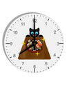 Anime Cat Loves Sushi 10 InchRound Wall Clock with Numbers by TooLoud-Wall Clock-TooLoud-White-Davson Sales