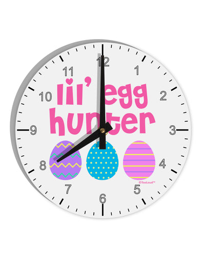 Lil' Egg Hunter - Easter - Pink 10 InchRound Wall Clock with Numbers by TooLoud-Wall Clock-TooLoud-White-Davson Sales