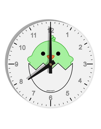 Cute Hatching Chick - Green 10 InchRound Wall Clock with Numbers by TooLoud-Wall Clock-TooLoud-White-Davson Sales