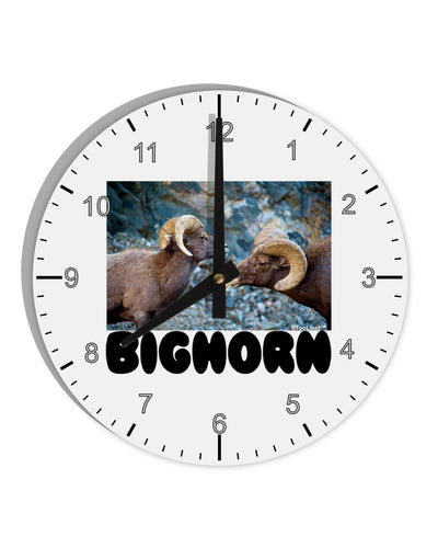 Two Bighorn Rams Text 10 InchRound Wall Clock with Numbers-Wall Clock-TooLoud-White-Davson Sales