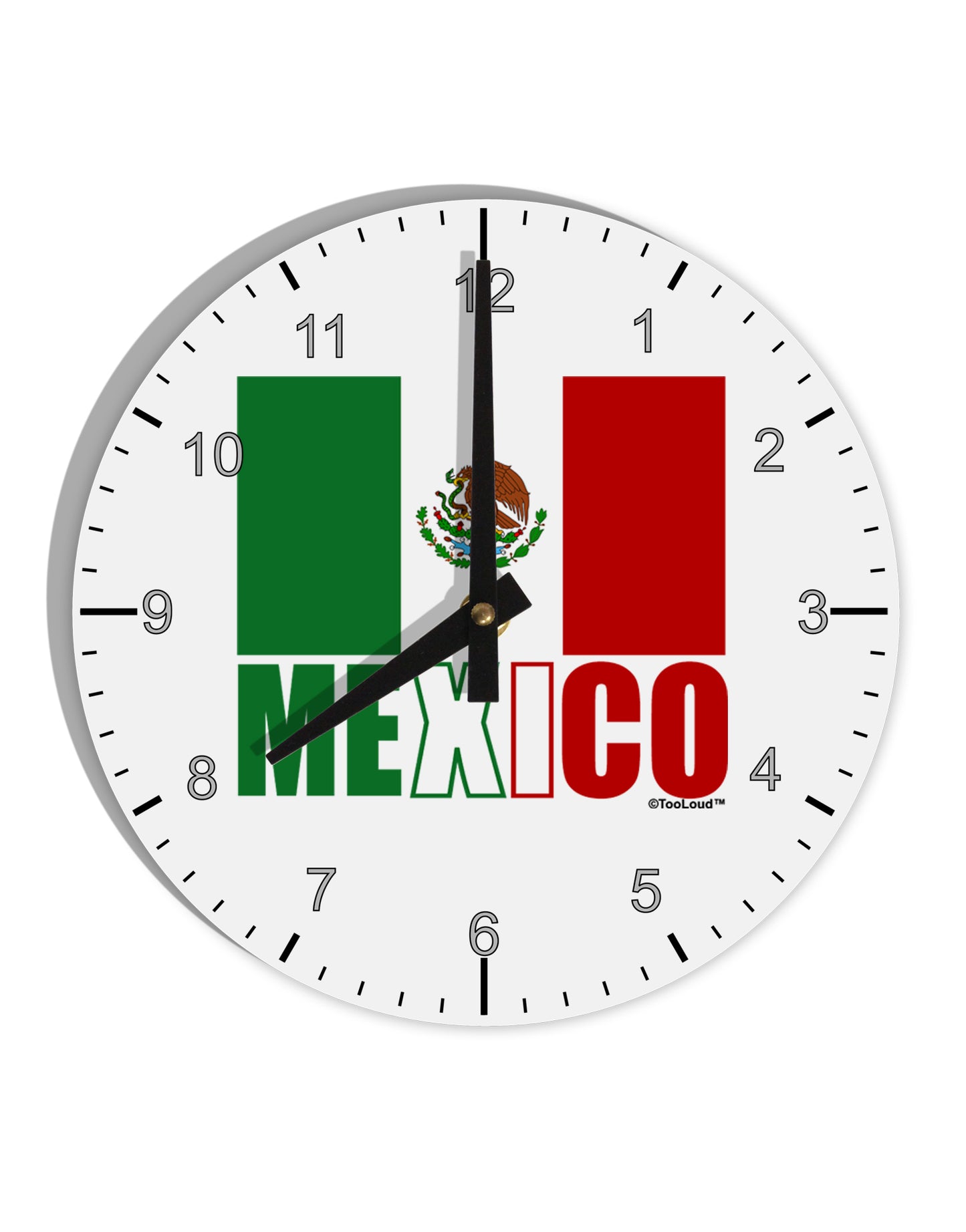 Mexican Flag - Mexico Text 10 InchRound Wall Clock with Numbers by TooLoud-Wall Clock-TooLoud-White-Davson Sales