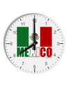 Mexican Flag - Mexico Text 10 InchRound Wall Clock with Numbers by TooLoud-Wall Clock-TooLoud-White-Davson Sales