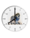 Lion Watercolor B Text 10 InchRound Wall Clock with Numbers-Wall Clock-TooLoud-White-Davson Sales