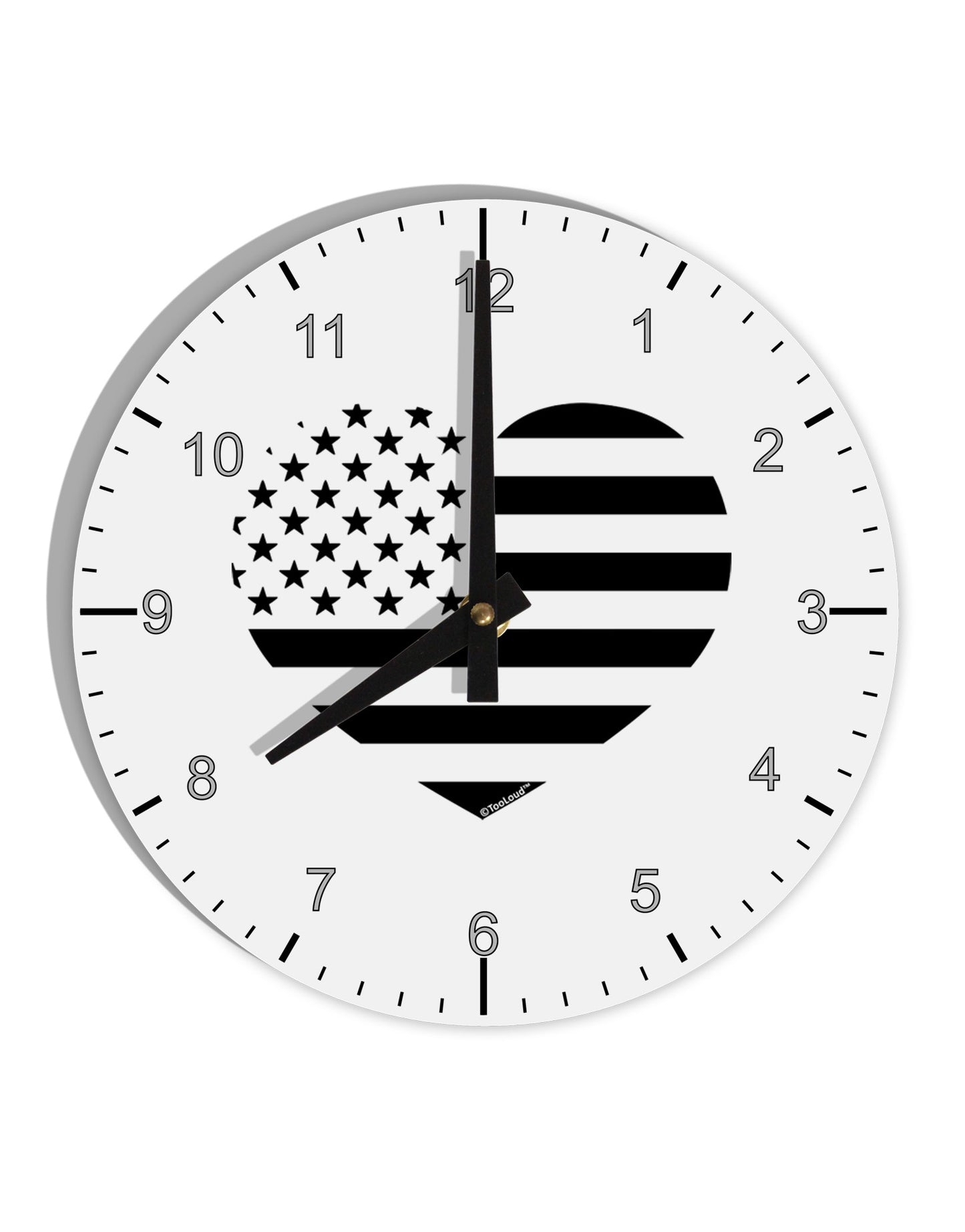 American Flag Heart Design - Stamp Style 10 InchRound Wall Clock with Numbers by TooLoud-Wall Clock-TooLoud-White-Davson Sales