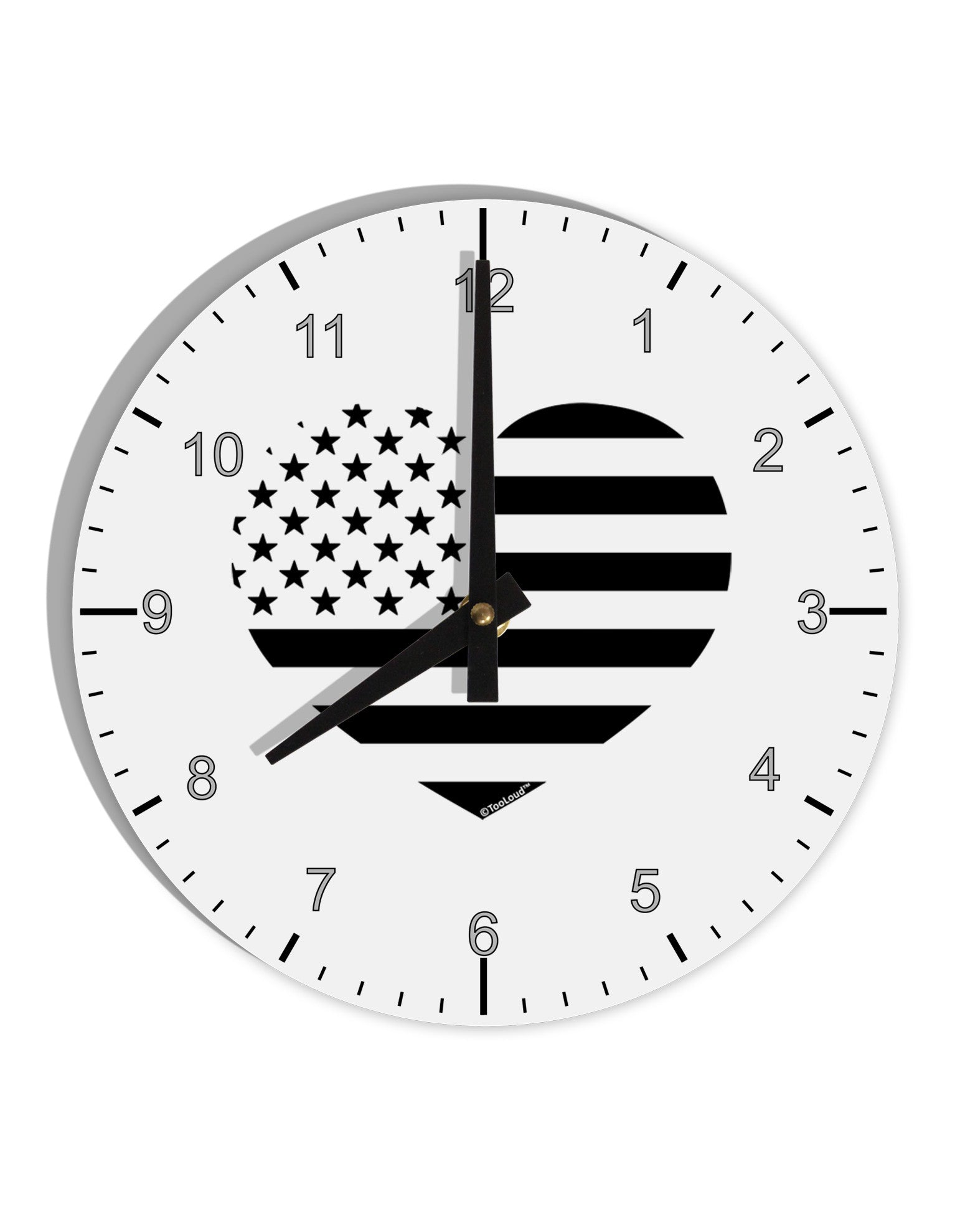 American Flag Heart Design - Stamp Style 10 InchRound Wall Clock with Numbers by TooLoud-Wall Clock-TooLoud-White-Davson Sales
