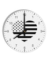 American Flag Heart Design - Stamp Style 10 InchRound Wall Clock with Numbers by TooLoud-Wall Clock-TooLoud-White-Davson Sales