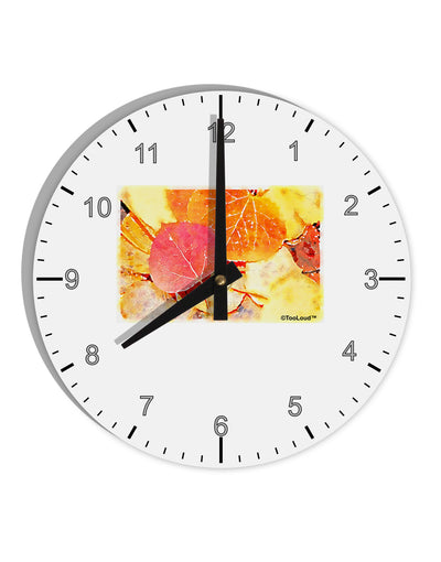 Colorado - Autumn WaterColor 10 InchRound Wall Clock with Numbers-Wall Clock-TooLoud-White-Davson Sales