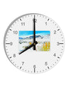 CO Snow Scene Watercolor 10 InchRound Wall Clock with Numbers-Wall Clock-TooLoud-White-Davson Sales