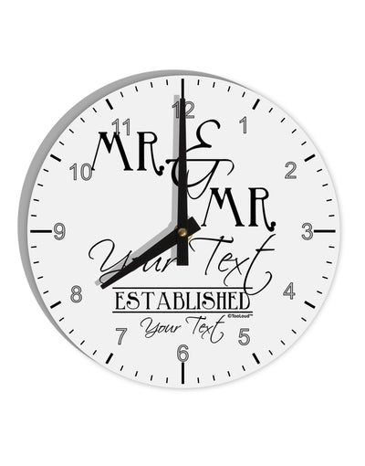 Personalized Mr and Mr -Name- Established -Date- Design 10 InchRound Wall Clock with Numbers-Wall Clock-TooLoud-White-Davson Sales