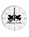 Four Calling Birds Text 10 InchRound Wall Clock with Numbers-Wall Clock-TooLoud-White-Davson Sales