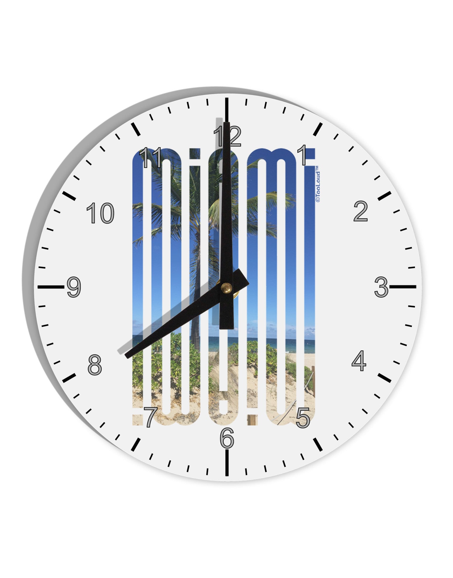 Miami Beach View Mirage 10 InchRound Wall Clock with Numbers-Wall Clock-TooLoud-White-Davson Sales