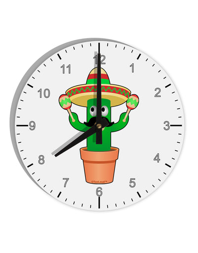 Fiesta Cactus 10 InchRound Wall Clock with Numbers by TooLoud-Wall Clock-TooLoud-White-Davson Sales