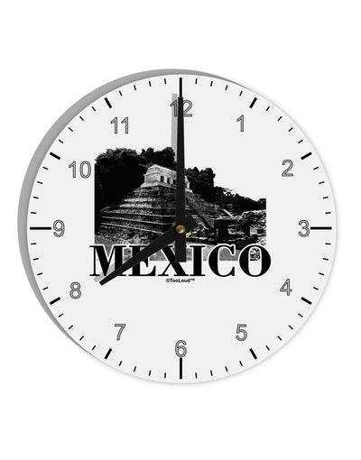 Mexico - Temple No 2 10 InchRound Wall Clock with Numbers by TooLoud-Wall Clock-TooLoud-White-Davson Sales