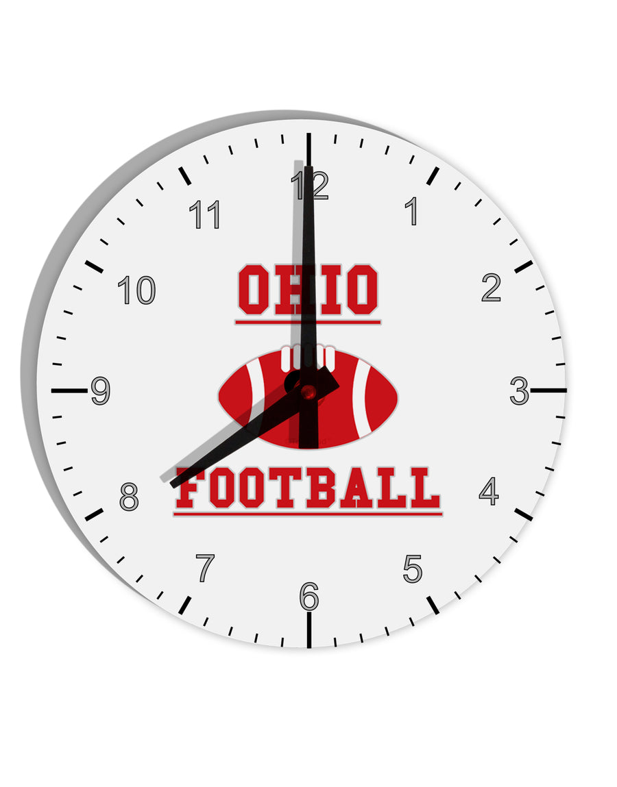 Ohio Football 10 InchRound Wall Clock with Numbers by TooLoud-Wall Clock-TooLoud-White-Davson Sales