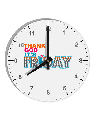 Thank God It's Friday Mixed Drink 10 InchRound Wall Clock with Numbers-Wall Clock-TooLoud-White-Davson Sales