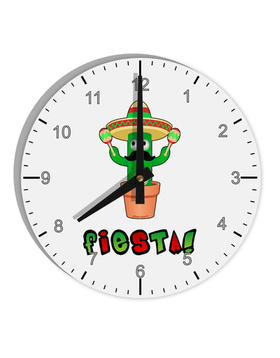 Fiesta Cactus Text 10 InchRound Wall Clock with Numbers by TooLoud-Wall Clock-TooLoud-White-Davson Sales