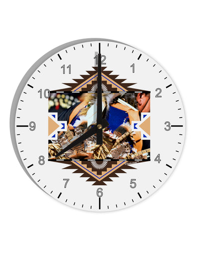 Native American Dancer 1 10 InchRound Wall Clock with Numbers-Wall Clock-TooLoud-White-Davson Sales