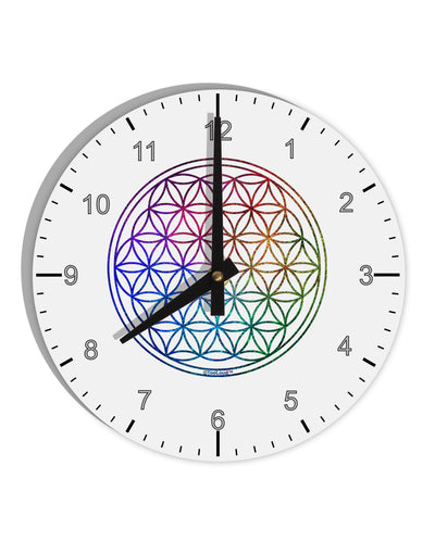 Flower of Life Circle 10 InchRound Wall Clock with Numbers-Wall Clock-TooLoud-White-Davson Sales