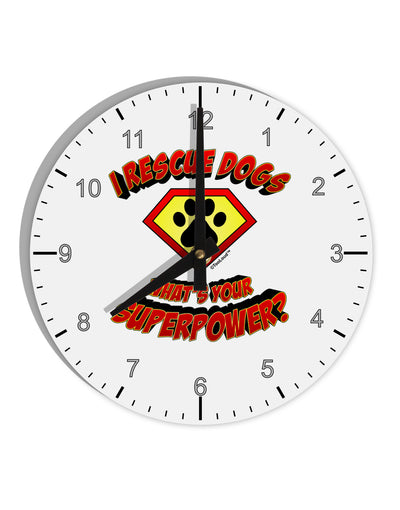 Rescue Dogs - Superpower 10 InchRound Wall Clock with Numbers-Wall Clock-TooLoud-White-Davson Sales