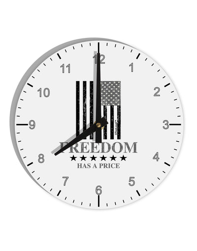 Freedom Flag BnW 10 InchRound Wall Clock with Numbers-Wall Clock-TooLoud-White-Davson Sales