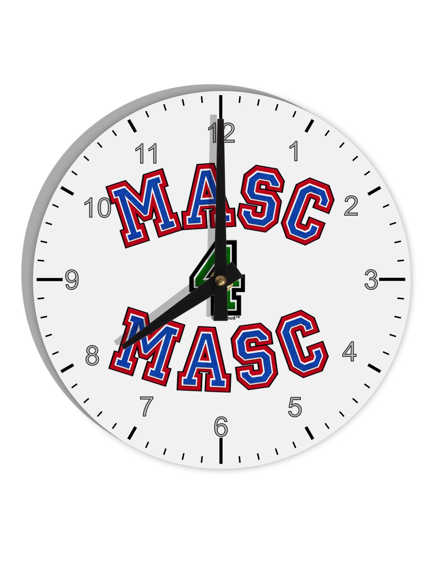 Masc 4 Masc College Stud 10 InchRound Wall Clock with Numbers by TooLoud-Wall Clock-TooLoud-White-Davson Sales