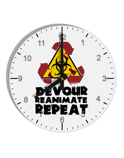 Devour Reanimate Repeat 10 InchRound Wall Clock with Numbers by TooLoud-Wall Clock-TooLoud-White-Davson Sales