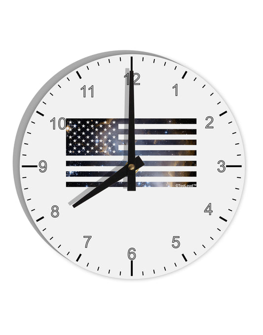 American Flag Galaxy 10 InchRound Wall Clock with Numbers by TooLoud-Wall Clock-TooLoud-White-Davson Sales